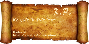 Kopják Péter névjegykártya